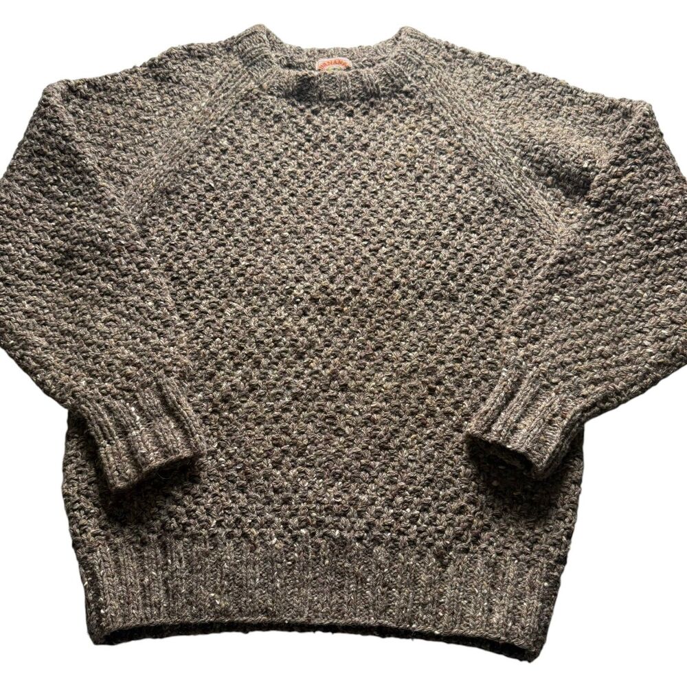 Vintage 1980s Banana Republic Safari & Travel Hand Knit Wool Brown Sweater M